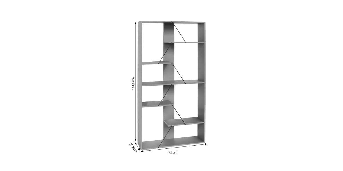 Βιβλιοθήκη Tars pakoworld οακ-μαύρο 84x25.5x154.5εκ