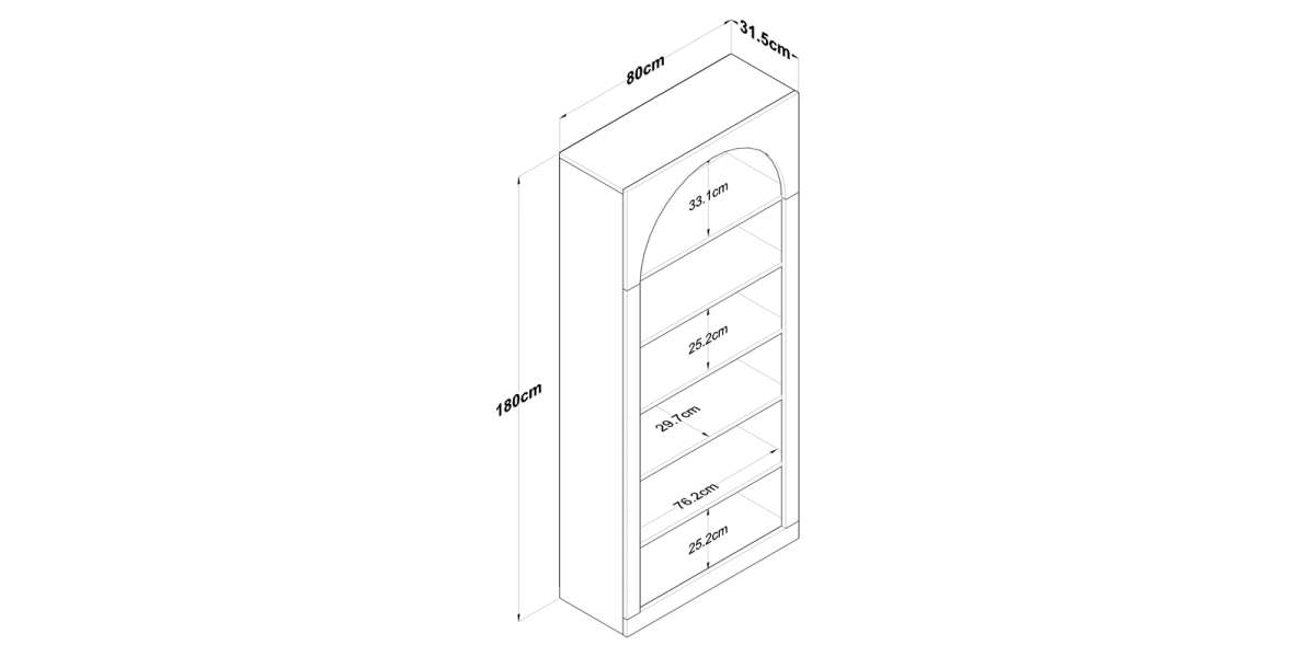 Βιβλιοθήκη Zoel pakoworld λευκό μελαμίνης 80x31.5x180εκ