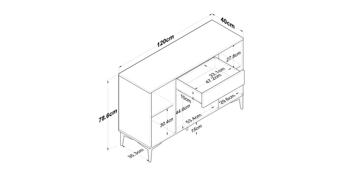 Μπουφές Ubron pakoworld λευκό-καρυδί μελαμίνης 120x40x78.6εκ