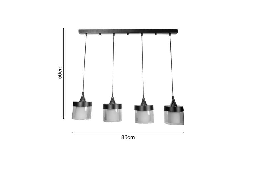 Φωτιστικό οροφής τετράφωτο Tigly pakoworld μαύρο μέταλλο 80x20x60εκ