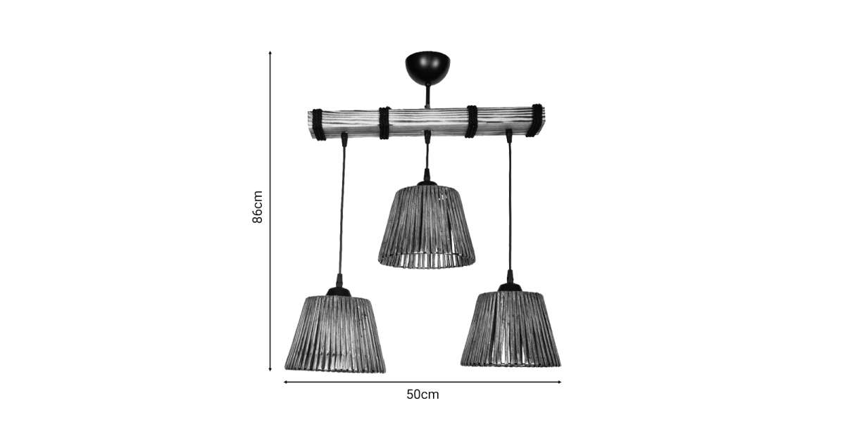 Φωτιστικό οροφής τρίφωτο Rapal pakoworld καφέ ξύλο 50x25x86εκ