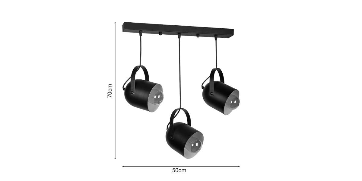 Φωτιστικό οροφής τρίφωτο Biole pakoworld μαύρο 50x6x70εκ