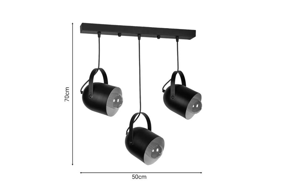 Φωτιστικό οροφής τρίφωτο Biole pakoworld μαύρο 50x6x70εκ