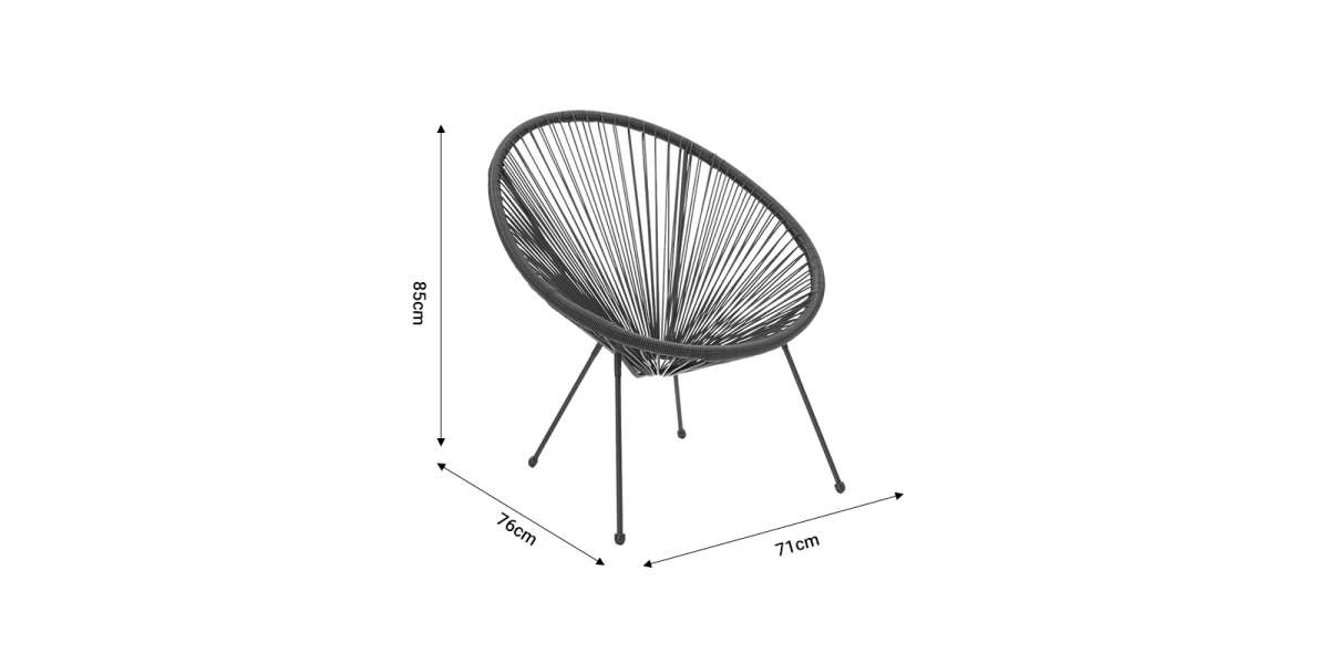 Πολυθρόνα κήπου Acapulco pakoworld μαύρο μέταλλο-pe μαύρο 71x76x85εκ