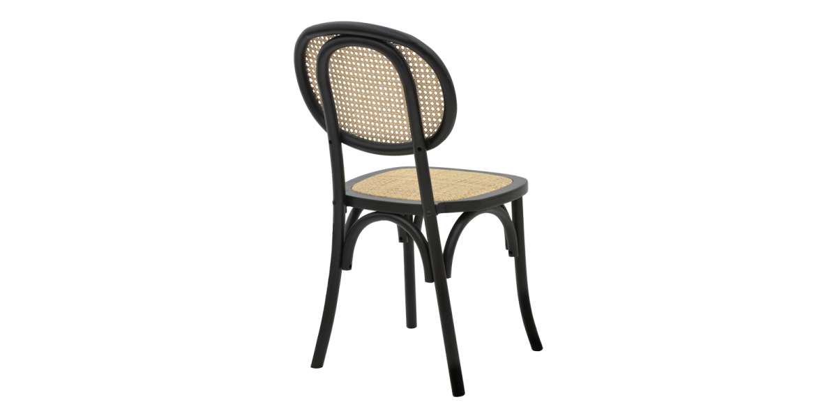 Καρέκλα Zoel pakoworld μαύρο ξύλο οξιάς-φυσικό rattan 45x52x82εκ