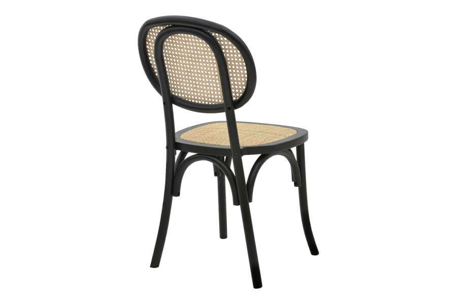 Καρέκλα Zoel pakoworld μαύρο ξύλο οξιάς-φυσικό rattan 45x52x82εκ