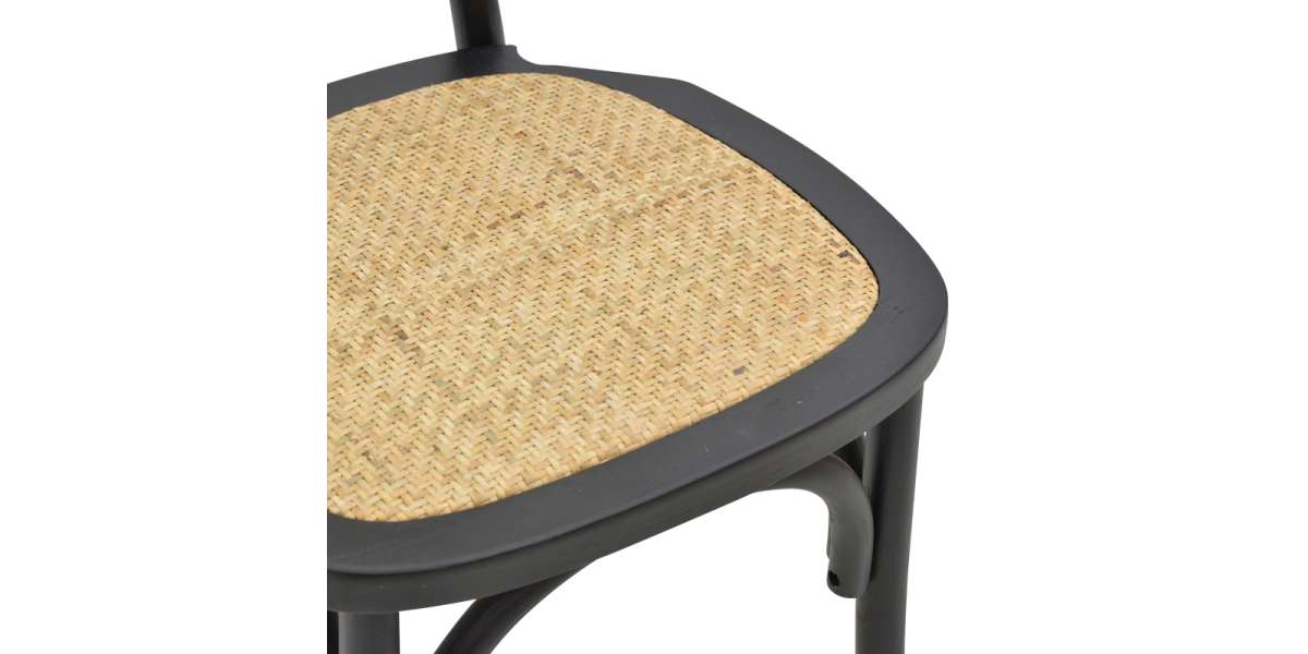 Καρέκλα Zoel pakoworld μαύρο ξύλο οξιάς-φυσικό rattan 45x52x82εκ