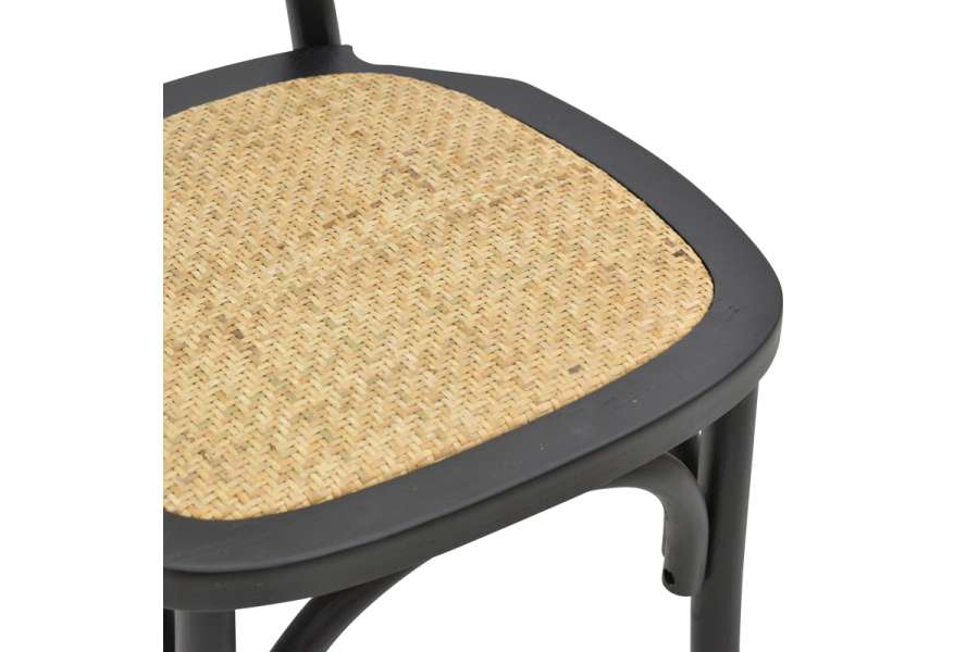 Καρέκλα Zoel pakoworld μαύρο ξύλο οξιάς-φυσικό rattan 45x52x82εκ