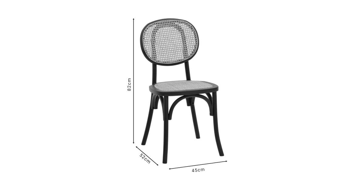 Καρέκλα Zoel pakoworld μαύρο ξύλο οξιάς-φυσικό rattan 45x52x82εκ