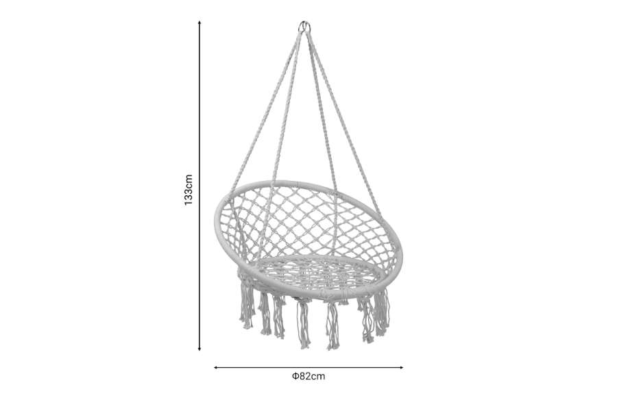 Αιώρα-κούνια κάθισμα Eventful pakoworld σχοινί μπεζ 82x82x133εκ