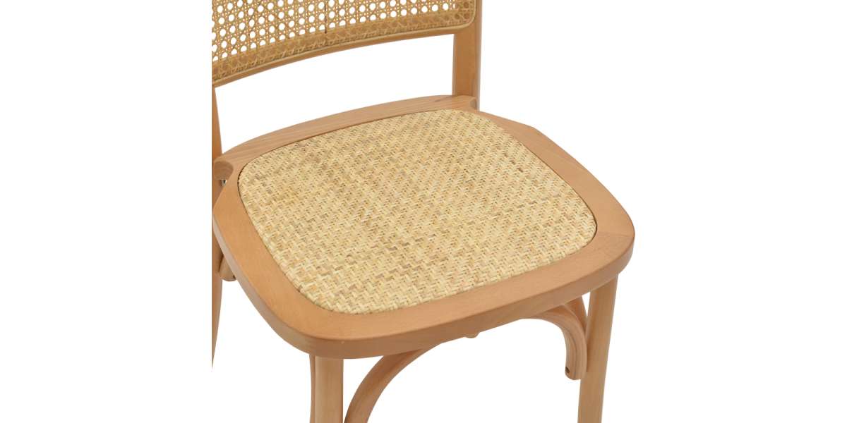 Καρέκλα Kalliope pakoworld φυσικό ξύλο οξιάς-φυσικό rattan 45x50x89εκ