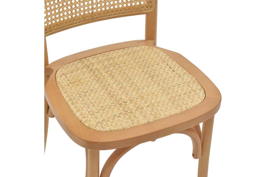 Καρέκλα Kalliope pakoworld φυσικό ξύλο οξιάς-φυσικό rattan 45x50x89εκ