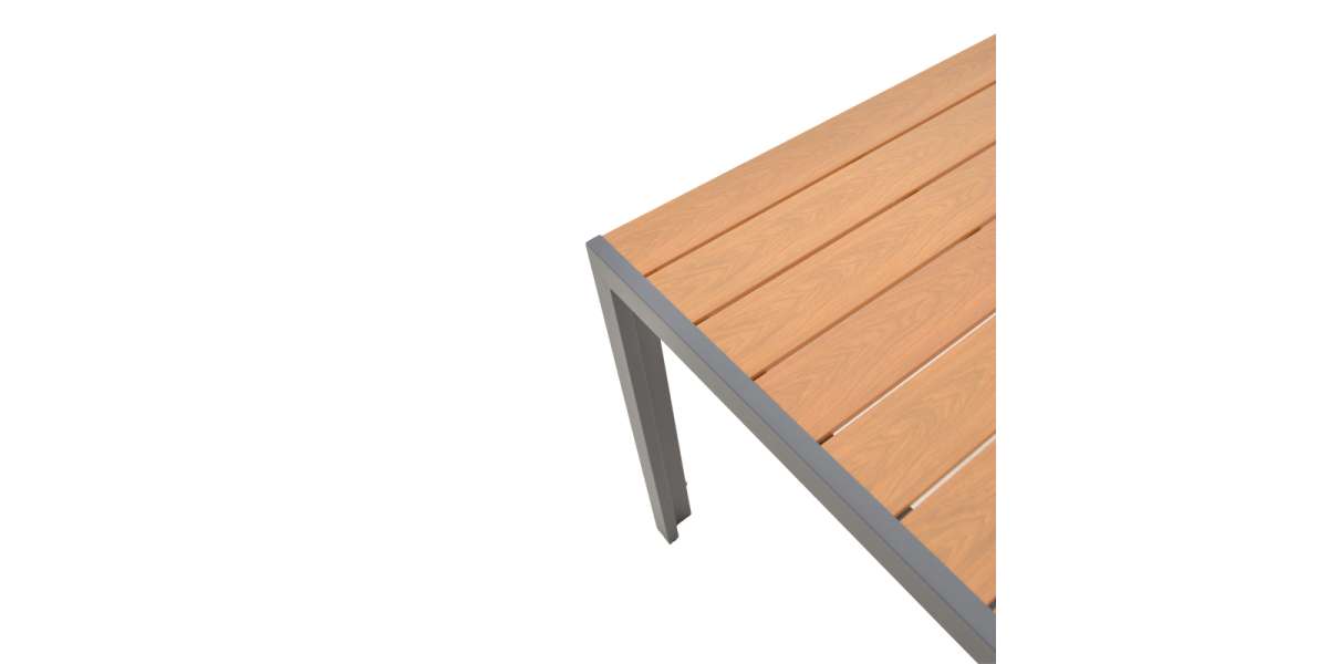 Τραπέζι Nares pakoworld αλουμίνιο ανθρακί-plywood φυσικό 180x90x72.5εκ