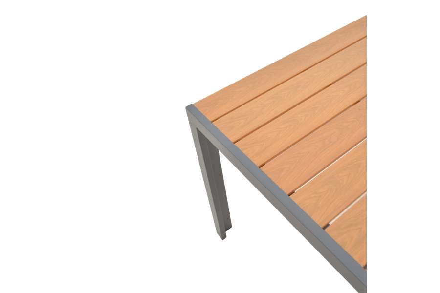 Τραπέζι Nares pakoworld αλουμίνιο ανθρακί-plywood φυσικό 180x90x72.5εκ