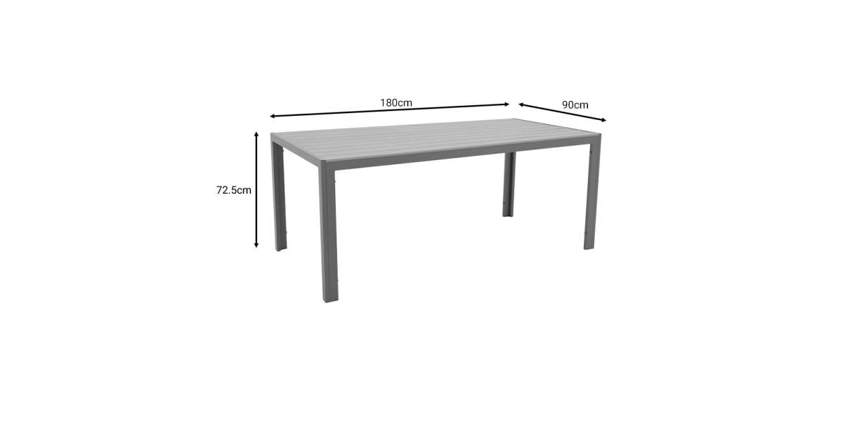 Τραπέζι Nares pakoworld αλουμίνιο ανθρακί-plywood φυσικό 180x90x72.5εκ