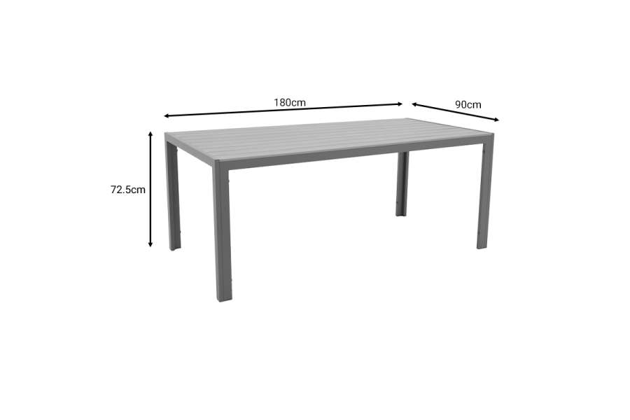 Τραπέζι Nares pakoworld αλουμίνιο ανθρακί-plywood φυσικό 180x90x72.5εκ