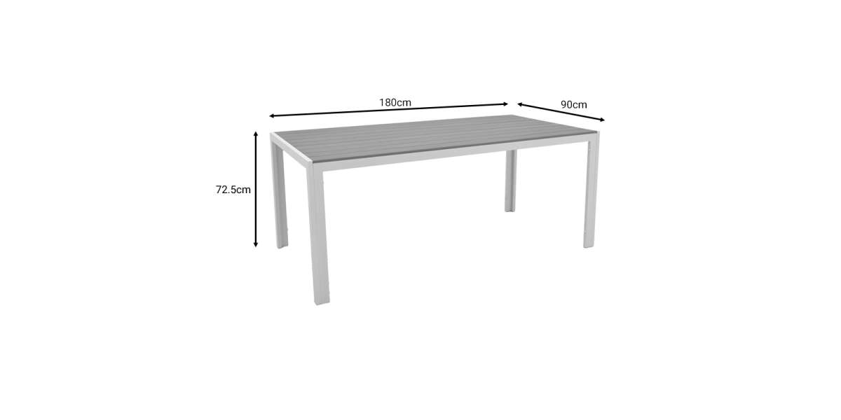 Τραπέζι Nares pakoworld αλουμίνιο λευκό-plywood φυσικό 180x90x72.5εκ