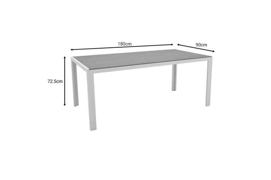 Τραπέζι Nares pakoworld αλουμίνιο λευκό-plywood φυσικό 180x90x72.5εκ