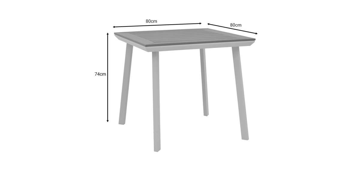 Τραπέζι Synergy pakoworld αλουμίνιο λευκό-plywood φυσικό 80x80x74εκ