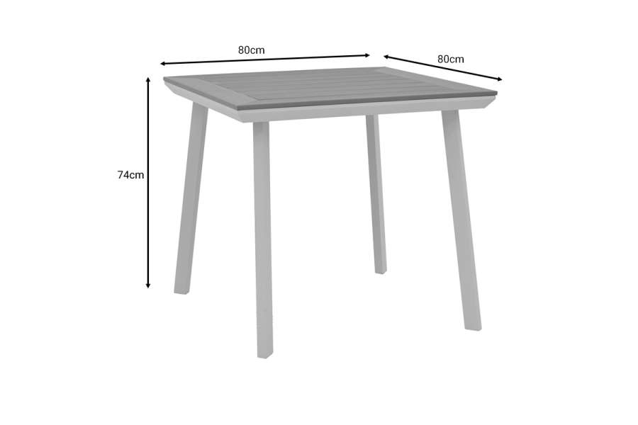 Τραπέζι Synergy pakoworld αλουμίνιο λευκό-plywood φυσικό 80x80x74εκ