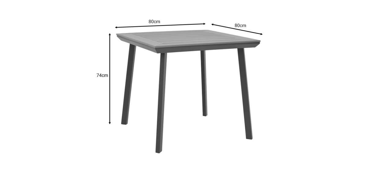 Τραπέζι Synergy pakoworld αλουμίνιο ανθρακί-plywood φυσικό 80x80x74εκ