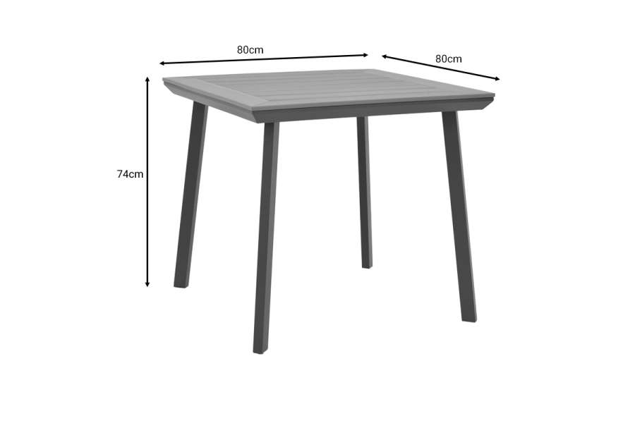 Τραπέζι Synergy pakoworld αλουμίνιο ανθρακί-plywood φυσικό 80x80x74εκ