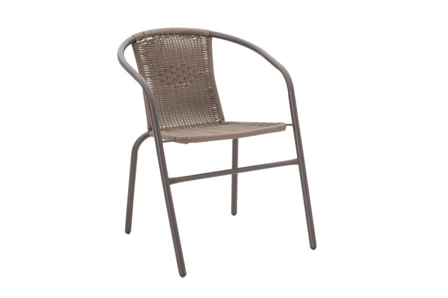 Tραπεζαρία Obbi-Watson pakoworld σετ 3τεμ καφέ μέταλλο-pe rattan 60x60x70εκ