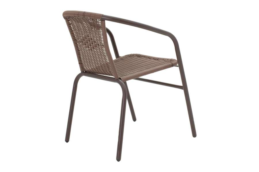 Tραπεζαρία Obbi-Watson pakoworld σετ 3τεμ καφέ μέταλλο-pe rattan 60x60x70εκ