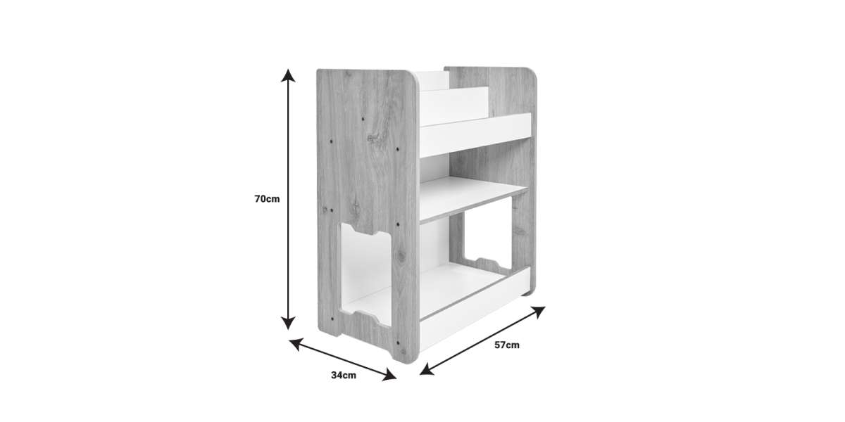 Ραφιέρα Seagull pakoworld φυσικό-λευκό mdf 57x34x70εκ