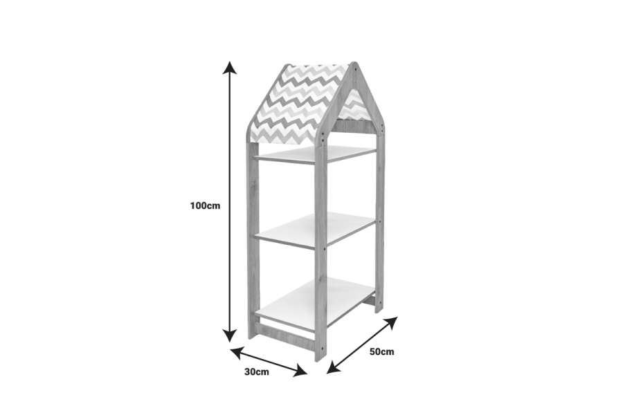 Ραφιέρα Montessori Zoilen I pakoworld λευκό-φυσικό-μπλε mdf 50x30x100εκ