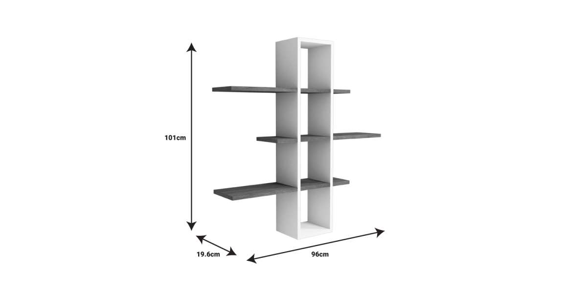 Ραφιέρα τοίχου Akira pakoworld μελαμίνη σε καρυδί-λευκή απόχρωση 96x19.5x101εκ