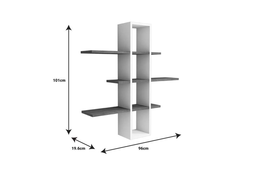 Ραφιέρα τοίχου Akira pakoworld μελαμίνη σε καρυδί-λευκή απόχρωση 96x19.5x101εκ