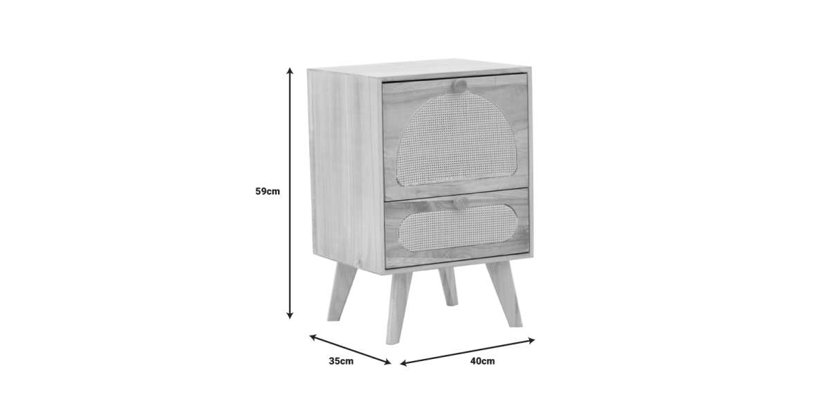 Κομοδίνο Finian pakoworld ξύλο σε φυσική απόχρωση 40x35x59εκ