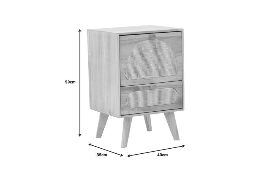 Κομοδίνο Finian pakoworld ξύλο σε φυσική απόχρωση 40x35x59εκ