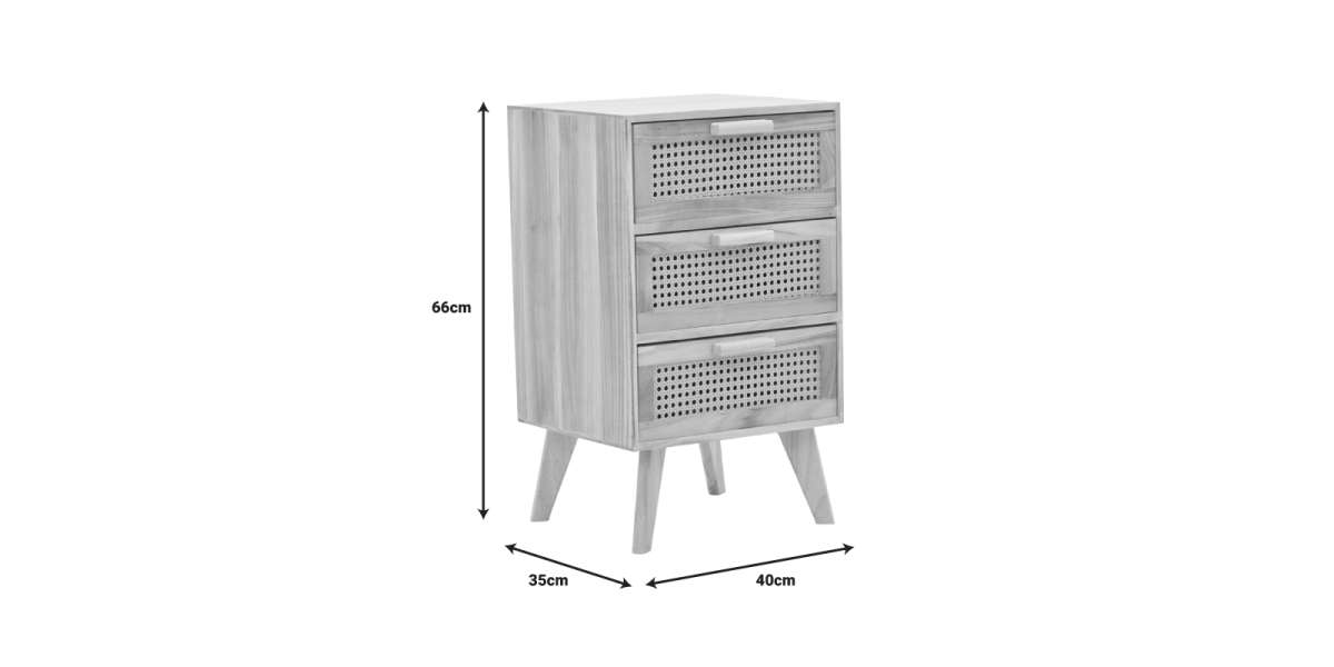 Κομοδίνο Amadeus pakoworld ξύλο σε φυσική απόχρωση 40x35x66εκ