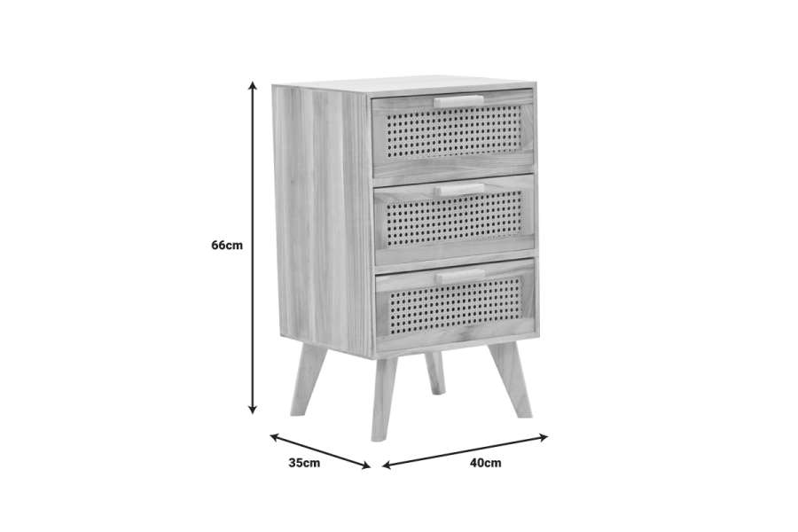 Κομοδίνο Amadeus pakoworld ξύλο σε φυσική απόχρωση 40x35x66εκ