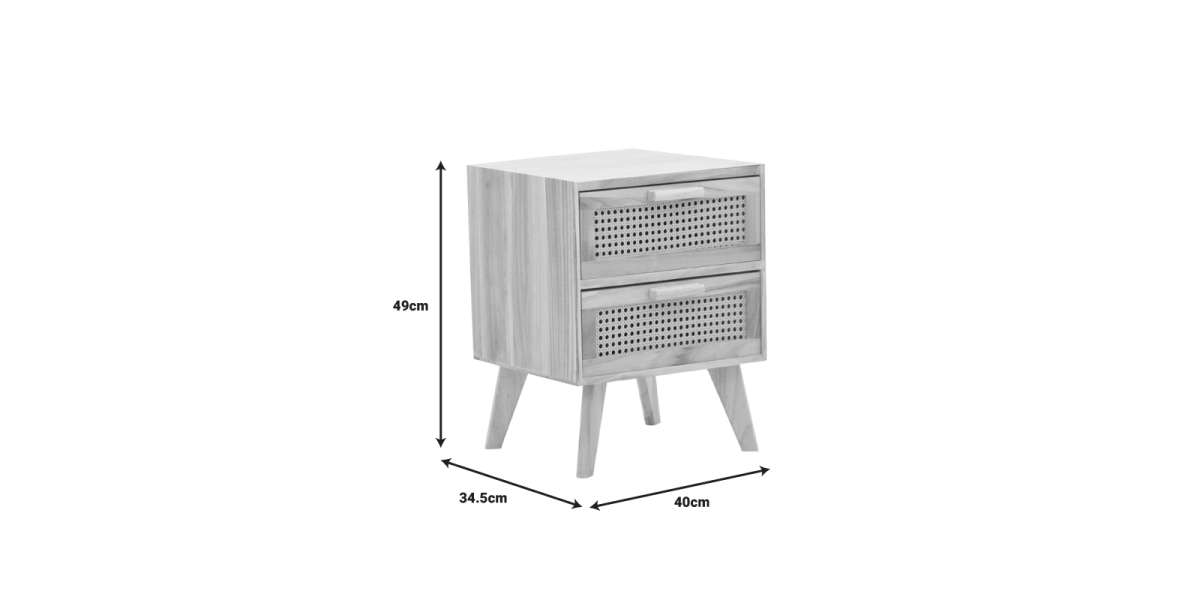 Κομοδίνο Othello pakoworld ξύλο σε φυσική απόχρωση 40x34.5x49εκ