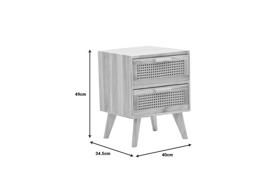 Κομοδίνο Othello pakoworld ξύλο σε φυσική απόχρωση 40x34.5x49εκ