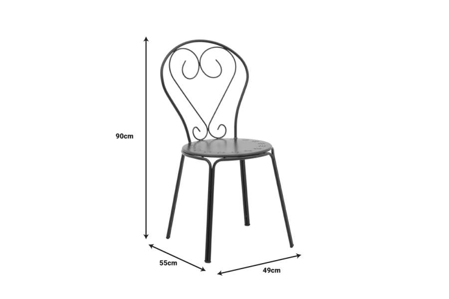Καρέκλα Chari pakoworld στοιβαζόμενη μαύρο μέταλλο 49x55x90εκ