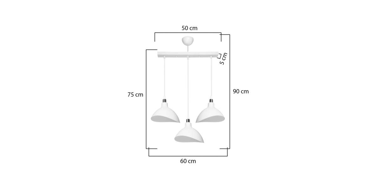 Φωτιστικό οροφής τρίφωτο Triha pakoworld pp σε λευκή απόχρωση 60x22x90εκ