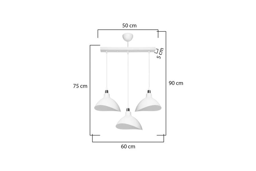 Φωτιστικό οροφής τρίφωτο Triha pakoworld pp σε λευκή απόχρωση 60x22x90εκ