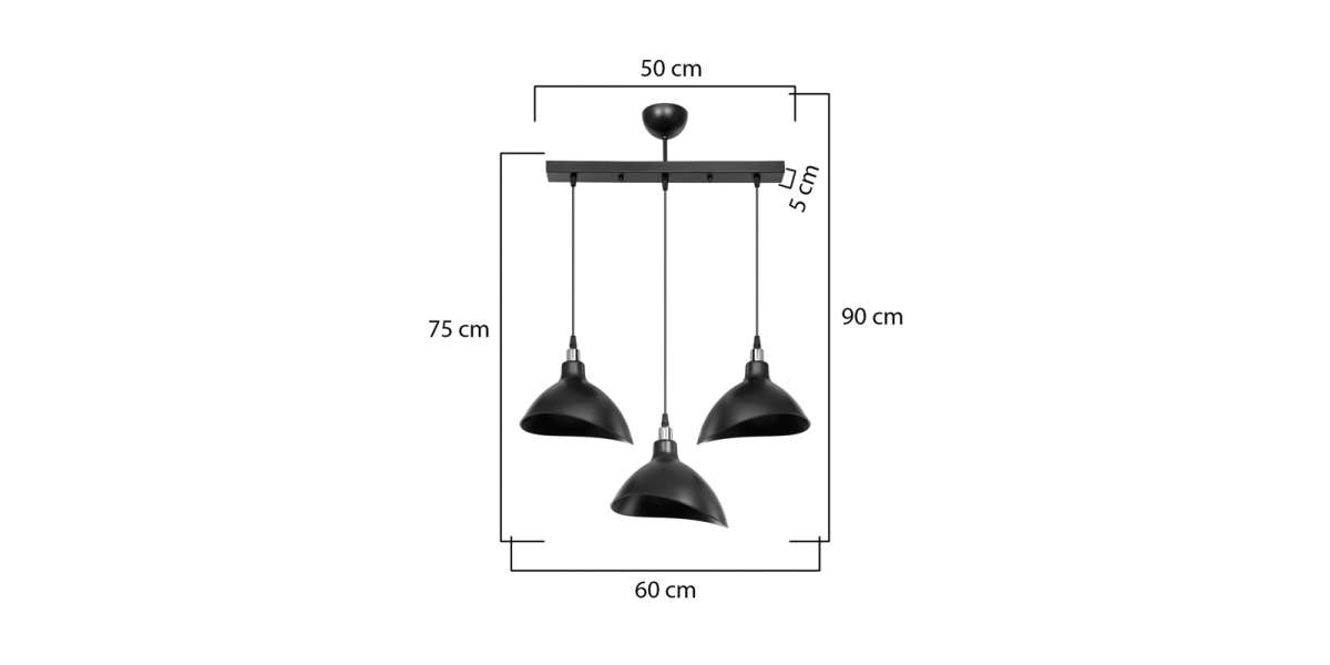 Φωτιστικό οροφής τρίφωτο Triha pakoworld pp σε μαύρη απόχρωση 60x22x90εκ