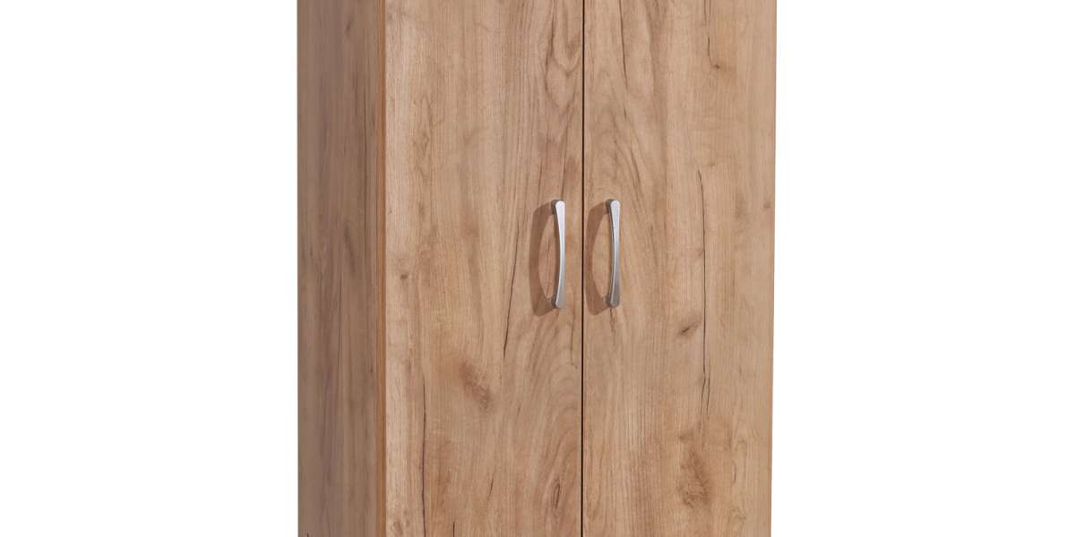 Ντουλάπα Jonar pakoworld δίφυλλη oak μελαμίνης 60x42x180εκ