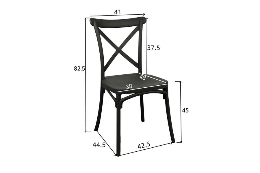 Καρέκλα Crossie pakoworld pp σε λευκή απόχρωση 38x46.5x82εκ