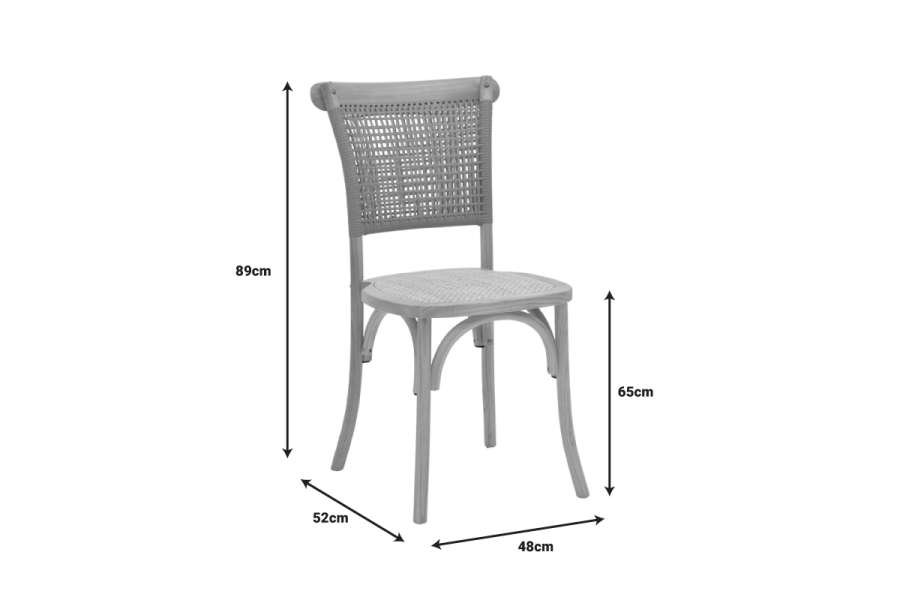 Καρέκλα Karley pakoworld φυσικό ξύλο οξιάς-έδρα φυσικό rattan 48x52x89εκ