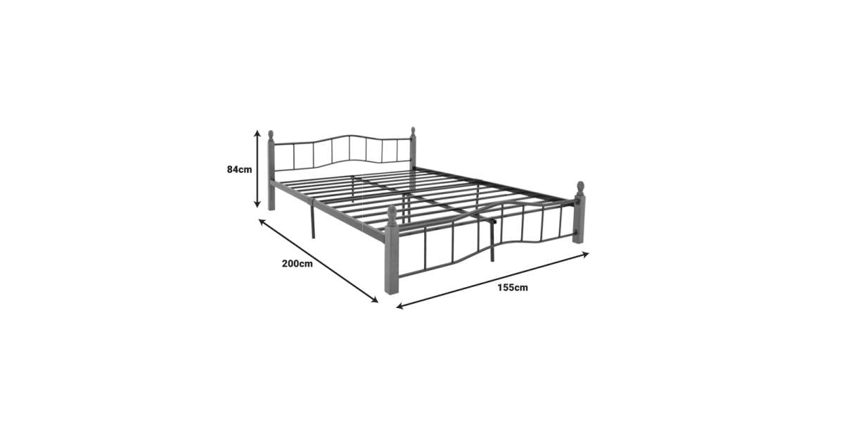 Κρεβάτι διπλό Faryn pakoworld καρυδί rubberwood-μαύρο μέταλλο 150x190εκ