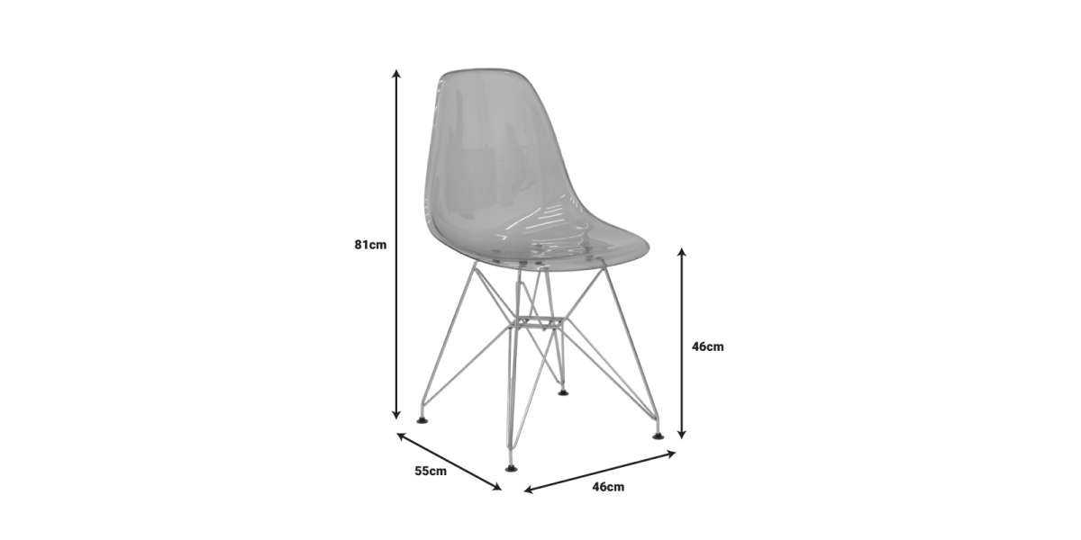 Καρέκλα Adelle pakoworld PP διάφανο γκρι-inox πόδι 46x55x81εκ