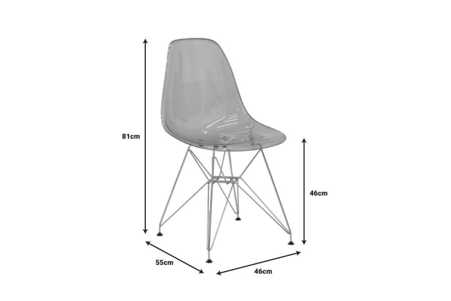 Καρέκλα Adelle pakoworld PP διάφανο γκρι-inox πόδι 46x55x81εκ