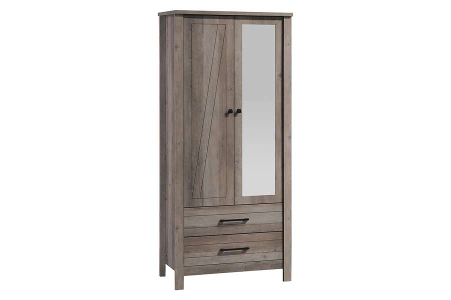 Ντουλάπα ρούχων Tara pakoworld δίφυλλη καθρέπτης rustic oak 84.5x52x193εκ