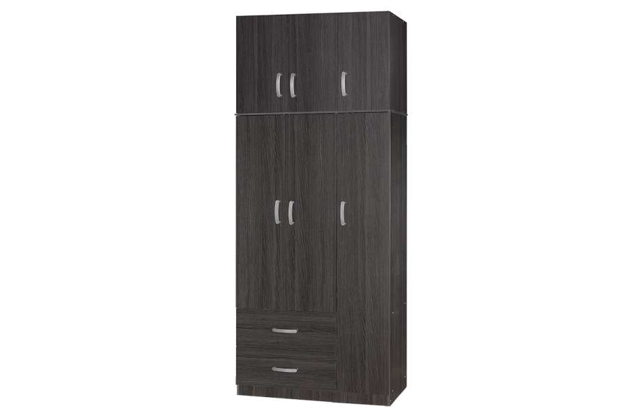 Ντουλάπα τρίφυλλη και πατάρι Zelia pakoworld wenge 90x42x240εκ.